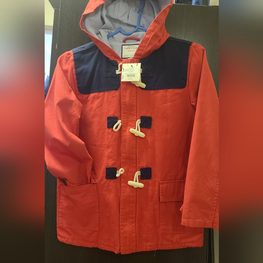 Janie and Jack Kids Hooded Canvas Coat Size 7/8 NEW w/TAGS
